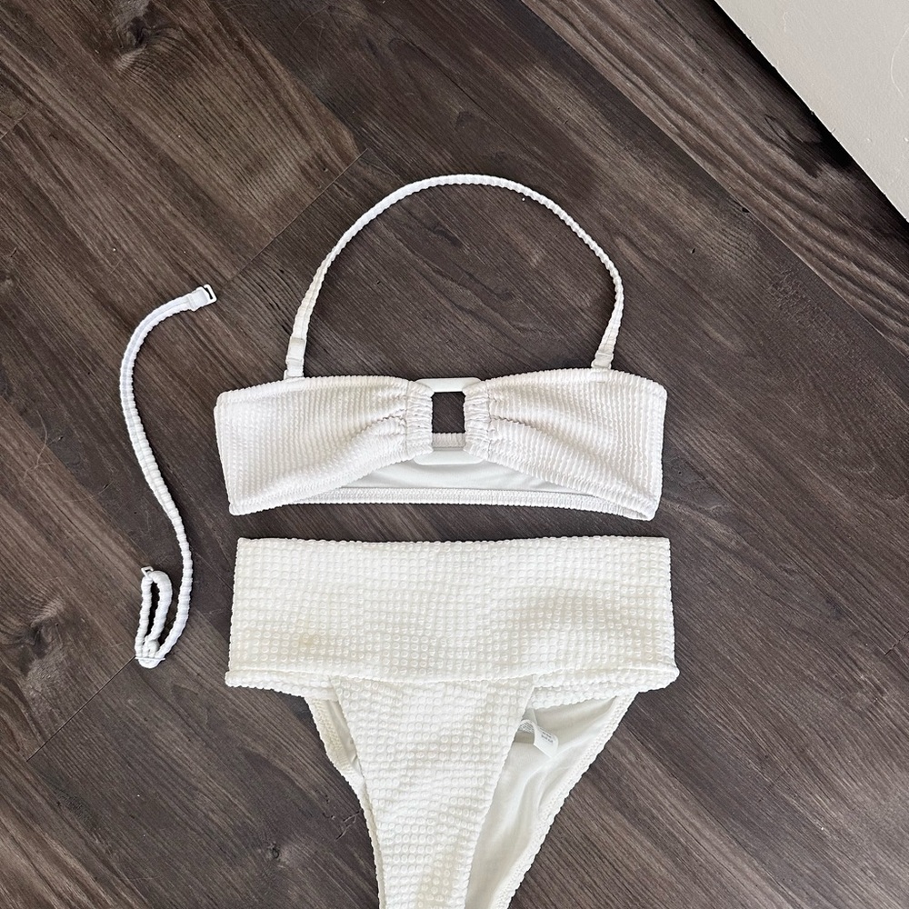 White Textured Bikini Set